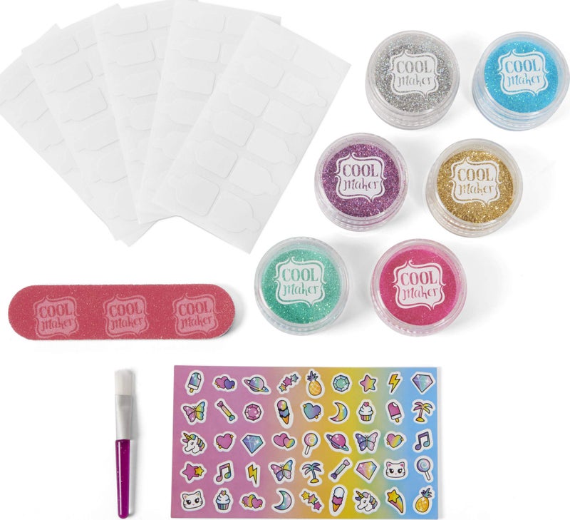 Cool Maker, Get Glitzy Glitter Nail Kit with 6 Colors & Stickers for 5 DIY Manicures (Packaging May Vary), Arts and Crafts for Kids Ages 8 and up - Image 2